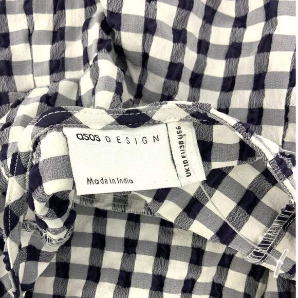 ASOS Design Halter Knot Detail Mini Sundress Navy Gingham Size 6 NWOT - Picture 3 of 6